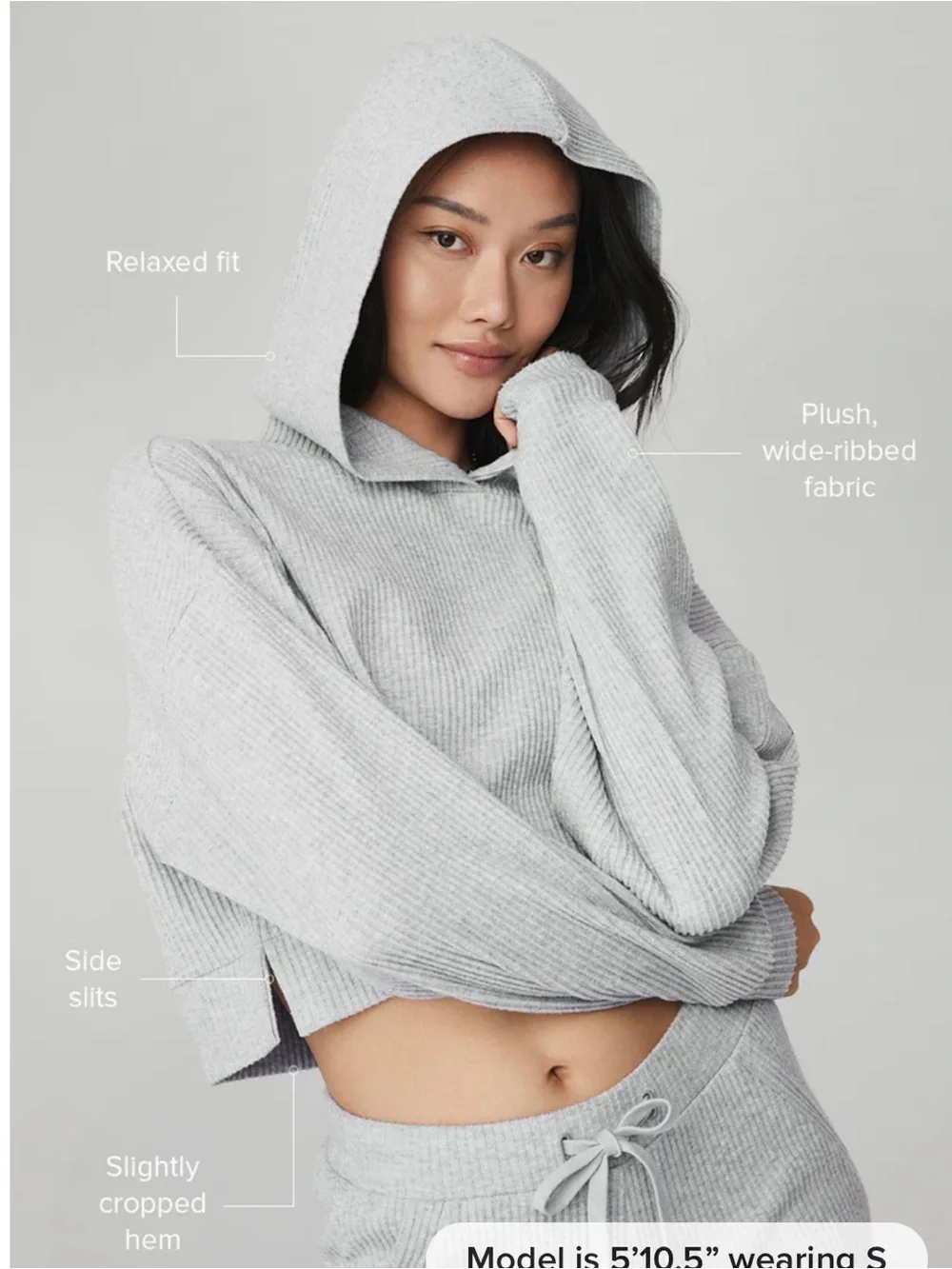 ALO cropped Muse Hoodie- athletic heather grey